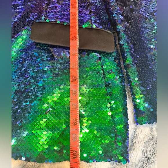 Men’s blue/green reversible sequin jacket - Picture 6 of 6